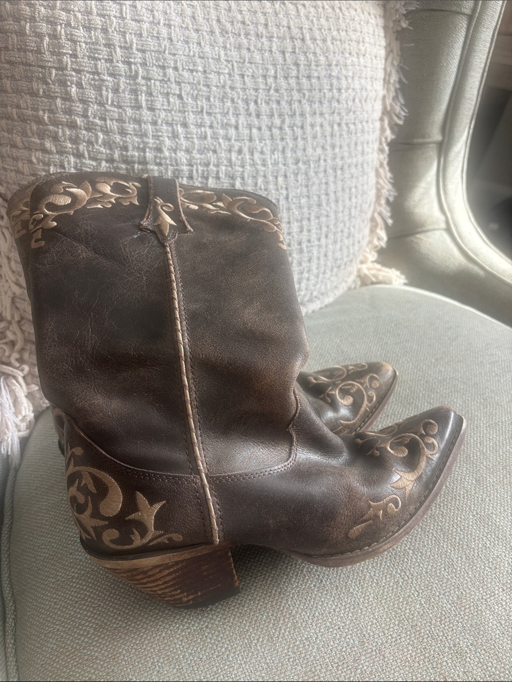 Durango Brown Embroidered Western Ankle Boots